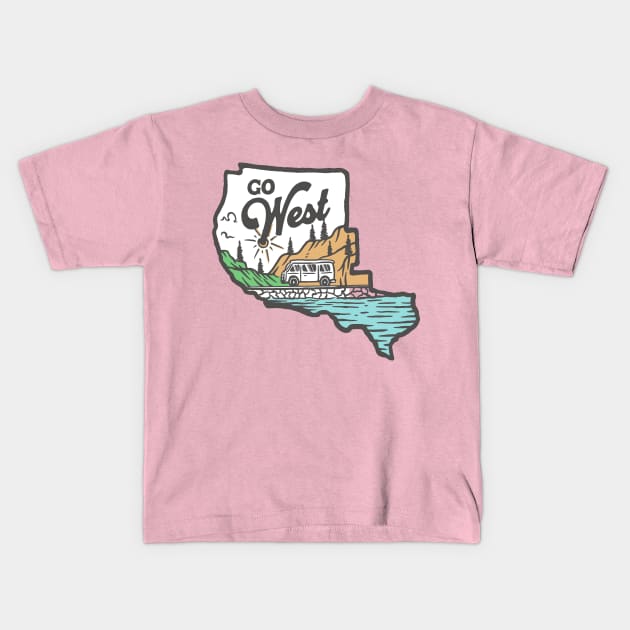 Go West Van Life Kids T-Shirt by Big Sur California 